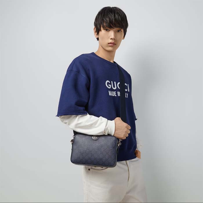 Gucci GG Unisex Ophidia GG Crossbody Bag Blue Black GG Supreme Canvas Double G
