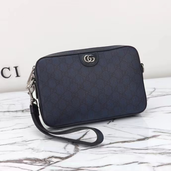 Gucci GG Unisex Ophidia GG Crossbody Bag Blue Black GG Supreme Canvas Double G