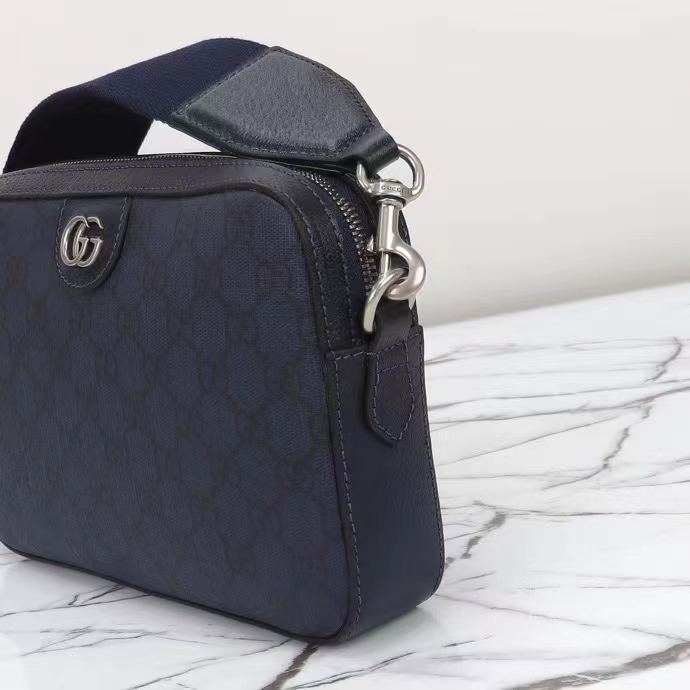 Gucci GG Unisex Ophidia GG Crossbody Bag Blue Black GG Supreme Canvas Double G