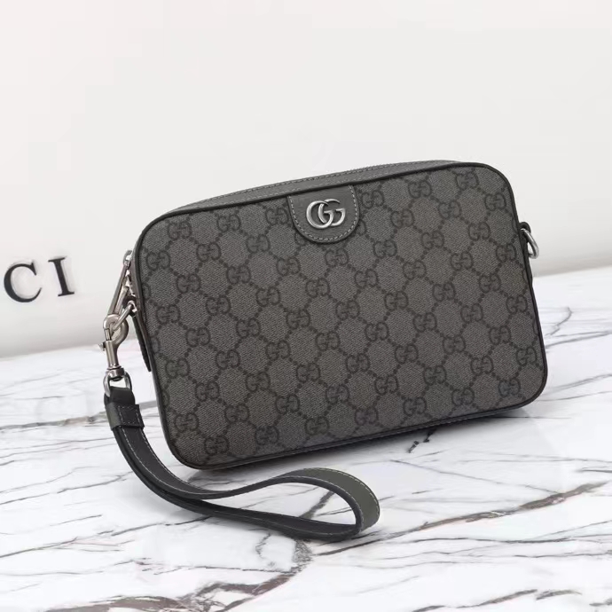 Gucci GG Unisex Ophidia GG Crossbody Bag Grey Black GG Supreme Canvas Double G