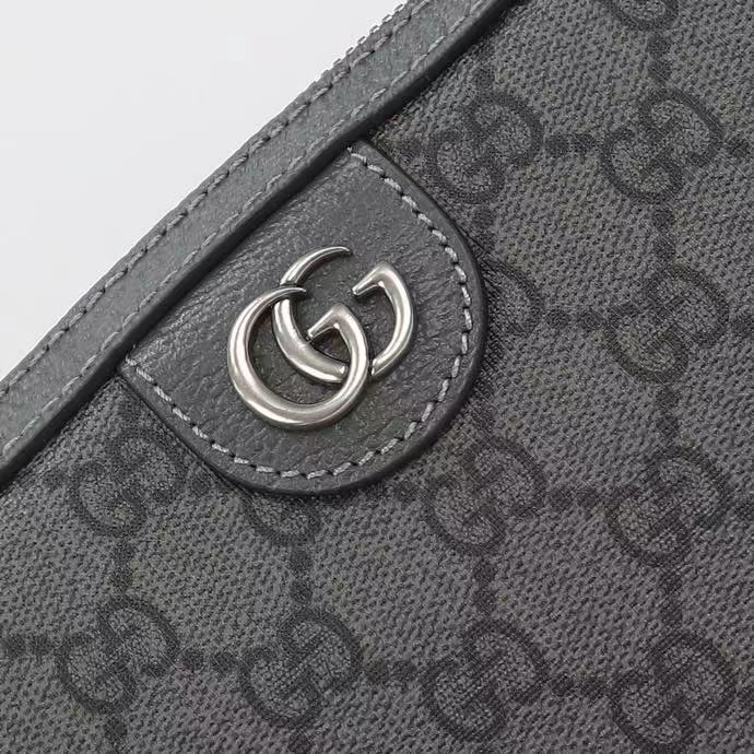 Gucci GG Unisex Ophidia GG Crossbody Bag Grey Black GG Supreme Canvas Double G