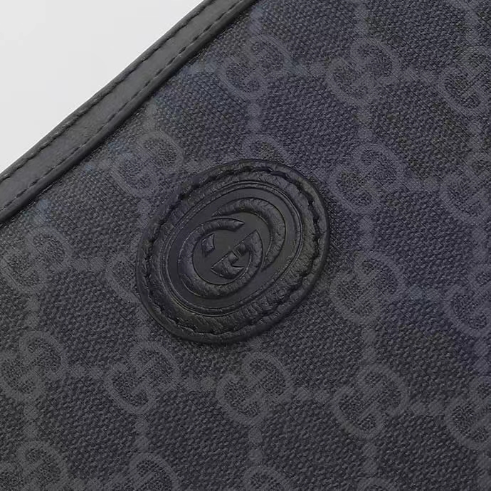 Gucci GG Unisex Ophidia GG Crossbody Bag Interlocking G Black GG Supreme Canvas Zip Closure
