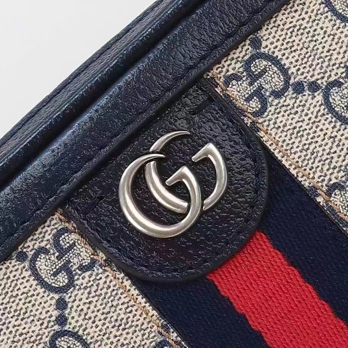 Gucci GG Unisex Ophidia GG Mini Top Handle Bag Beige Blue GG Supreme Canvas
