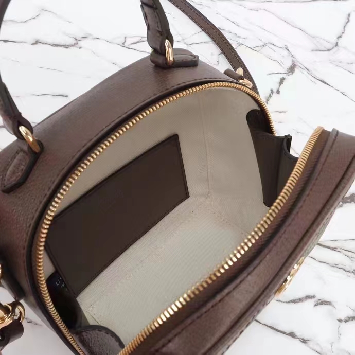 Gucci GG Unisex Ophidia GG Mini Top Handle Bag Beige Ebony GG Supreme Canvas