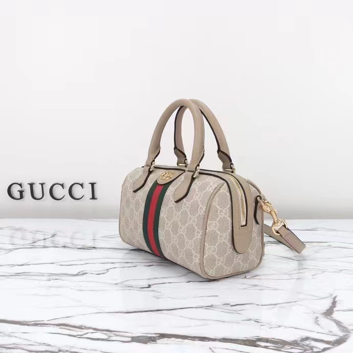 Gucci GG Unisex Ophidia GG Mini Top Handle Bag Beige White GG Supreme Canvas