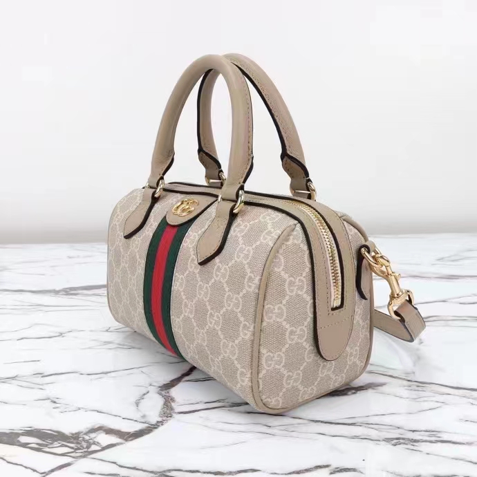 Gucci GG Unisex Ophidia GG Mini Top Handle Bag Beige White GG Supreme Canvas