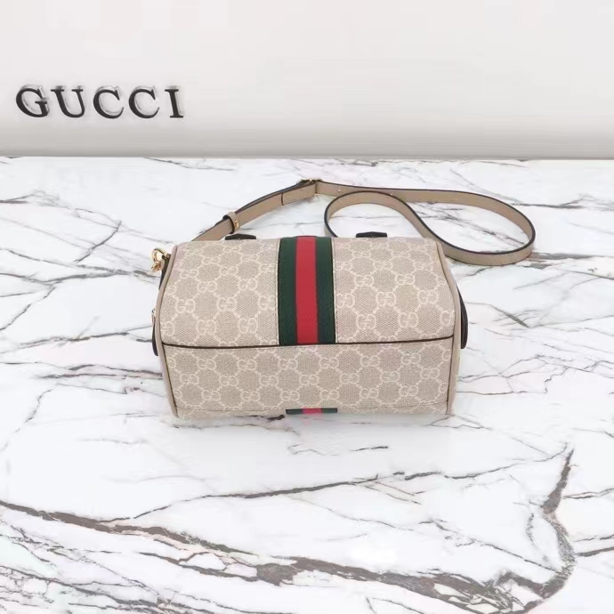 Gucci GG Unisex Ophidia GG Mini Top Handle Bag Beige White GG Supreme Canvas
