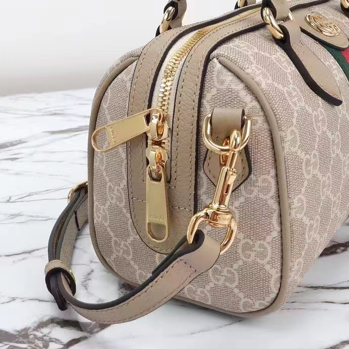Gucci GG Unisex Ophidia GG Mini Top Handle Bag Beige White GG Supreme Canvas