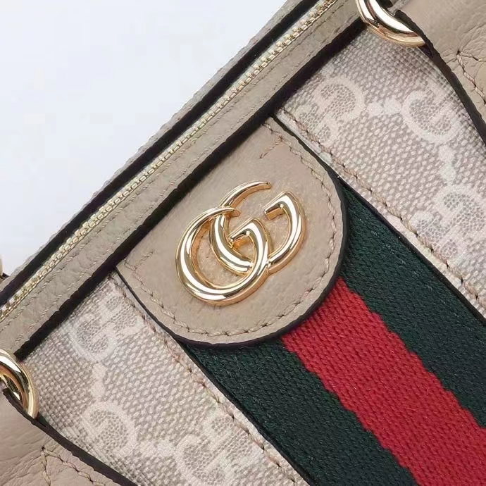 Gucci GG Unisex Ophidia GG Mini Top Handle Bag Beige White GG Supreme Canvas