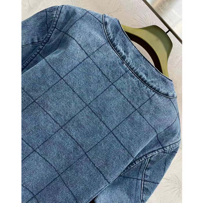 Gucci Men GG Reversible Denim Jacket Camel Ebony GG Canvas Reversible Collarless Dropped Shoulder