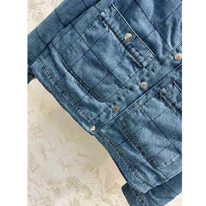 Gucci Men GG Reversible Denim Jacket Camel Ebony GG Canvas Reversible Collarless Dropped Shoulder