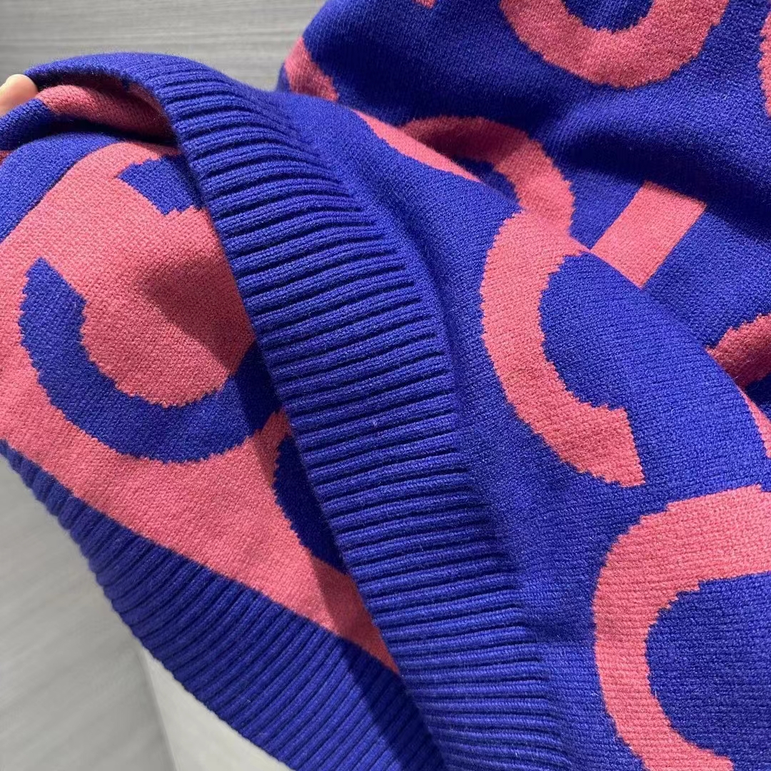 Gucci Men GG Wool Sweater Gucci Intarsia Blue Crewneck Dropped Shoulder