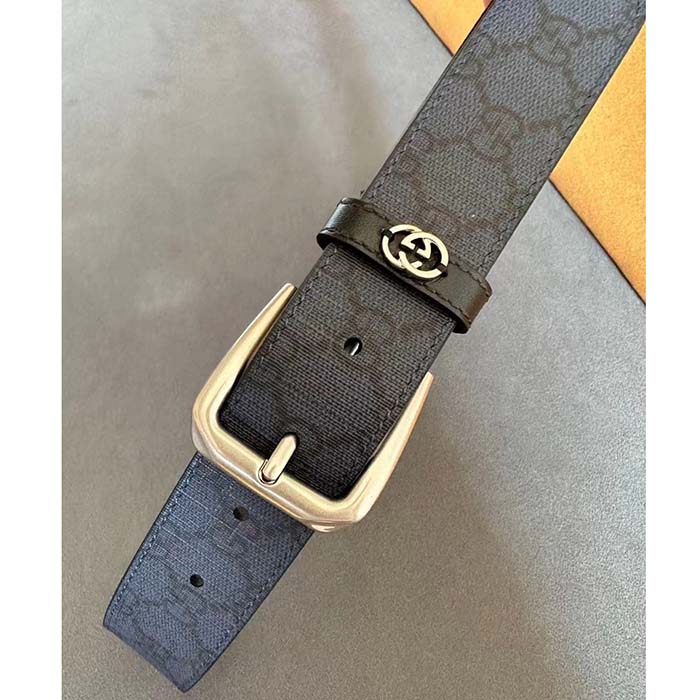 Gucci Unisex GG Belt Interlocking G Detail Blue Dark Blue GG Supreme Square Buckle