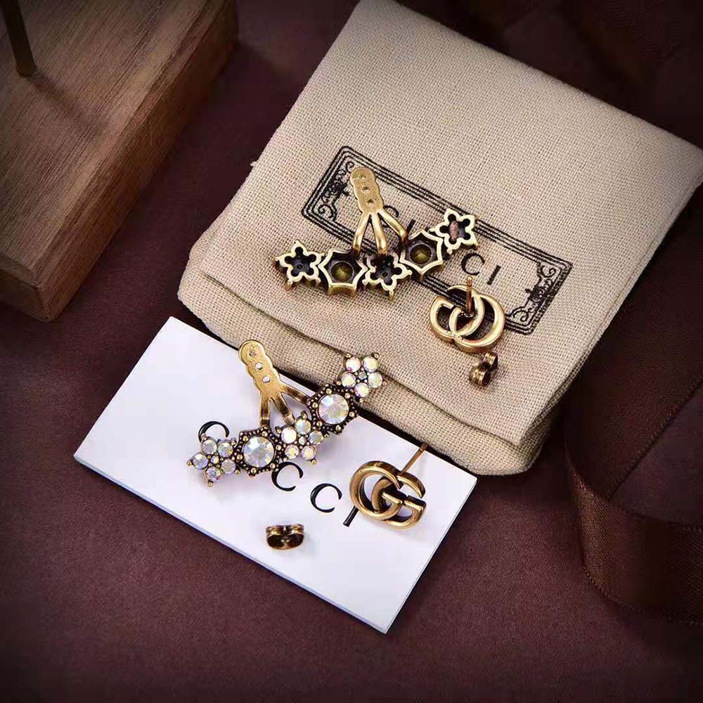 Gucci Women Crystal Double G Single Earring