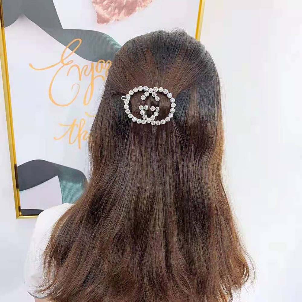 Gucci Women Crystal Interlocking G Hair Clip