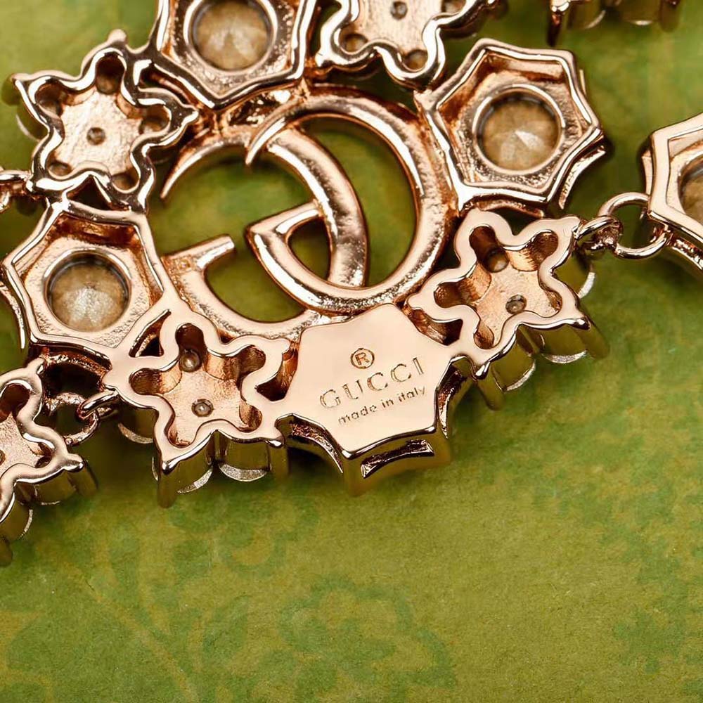 Gucci Women Double G Crystal Flowers Bracelet