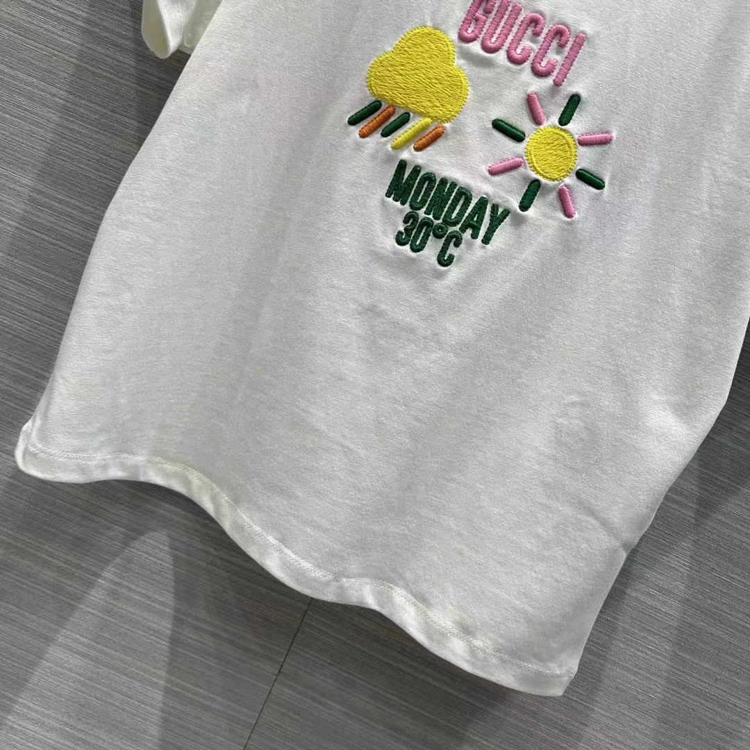 Gucci Men GG Cotton Jersey T-Shirt Monday 30°C Weather Embroidery Crewneck Short Sleeves