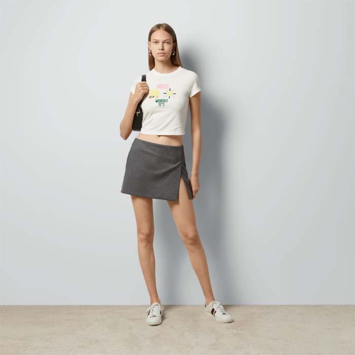 Gucci Women GG Cotton Jersey T-Shirt Monday 30°C Weather Embroidery Crewneck Short Sleeves