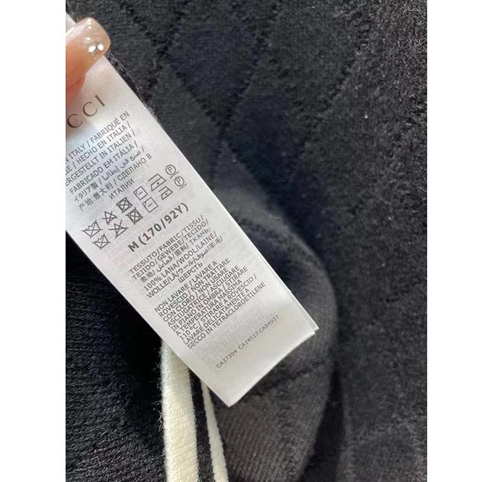 Gucci Women GG Extra Fine Wool Piquet Dress Crewneck Short Sleeves Two Front Pockets