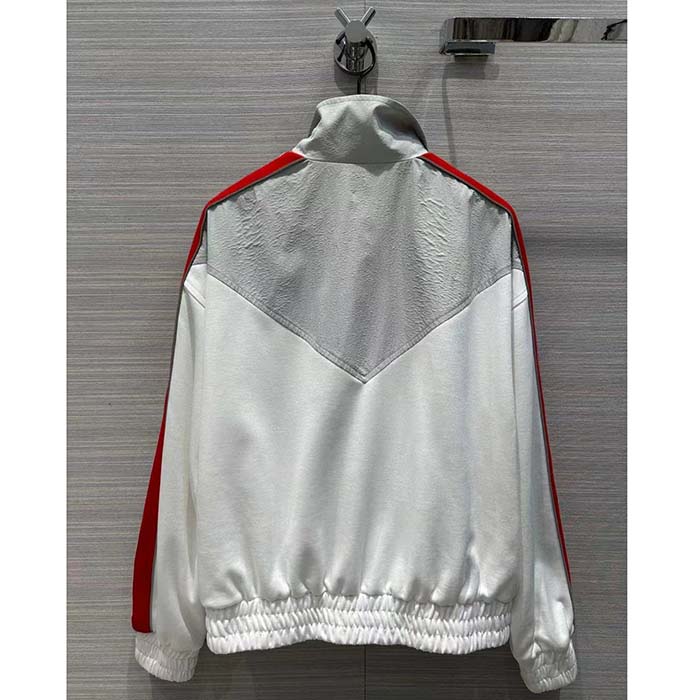 Gucci Men GG Technical Jersey Zip Sweatshirt Interlocking G Embroidered Patch High Neck Dropped Shoulder