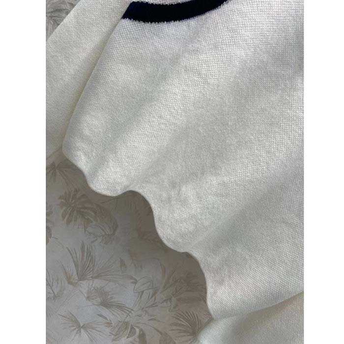 Gucci Men GG Viscose Knit Top Ivory High Neck Long Sleeves Cropped Length