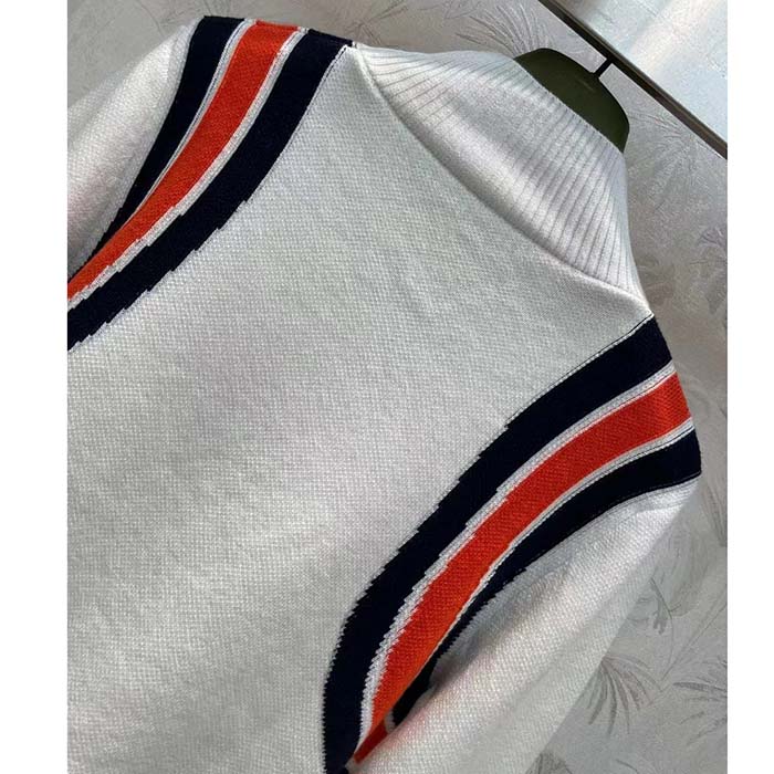Gucci Men GG Viscose Knit Top Ivory High Neck Long Sleeves Cropped Length