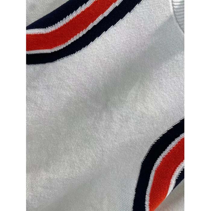 Gucci Men GG Viscose Knit Top Ivory High Neck Long Sleeves Cropped Length