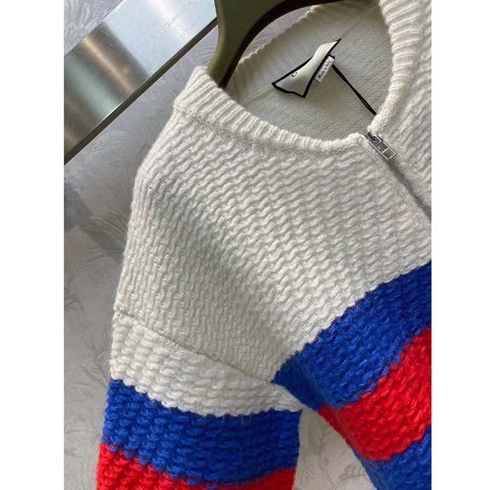 Gucci Men GG Wool Mohair Cardigan Web Knitted Collar Dropped Shoulder Long Sleeves