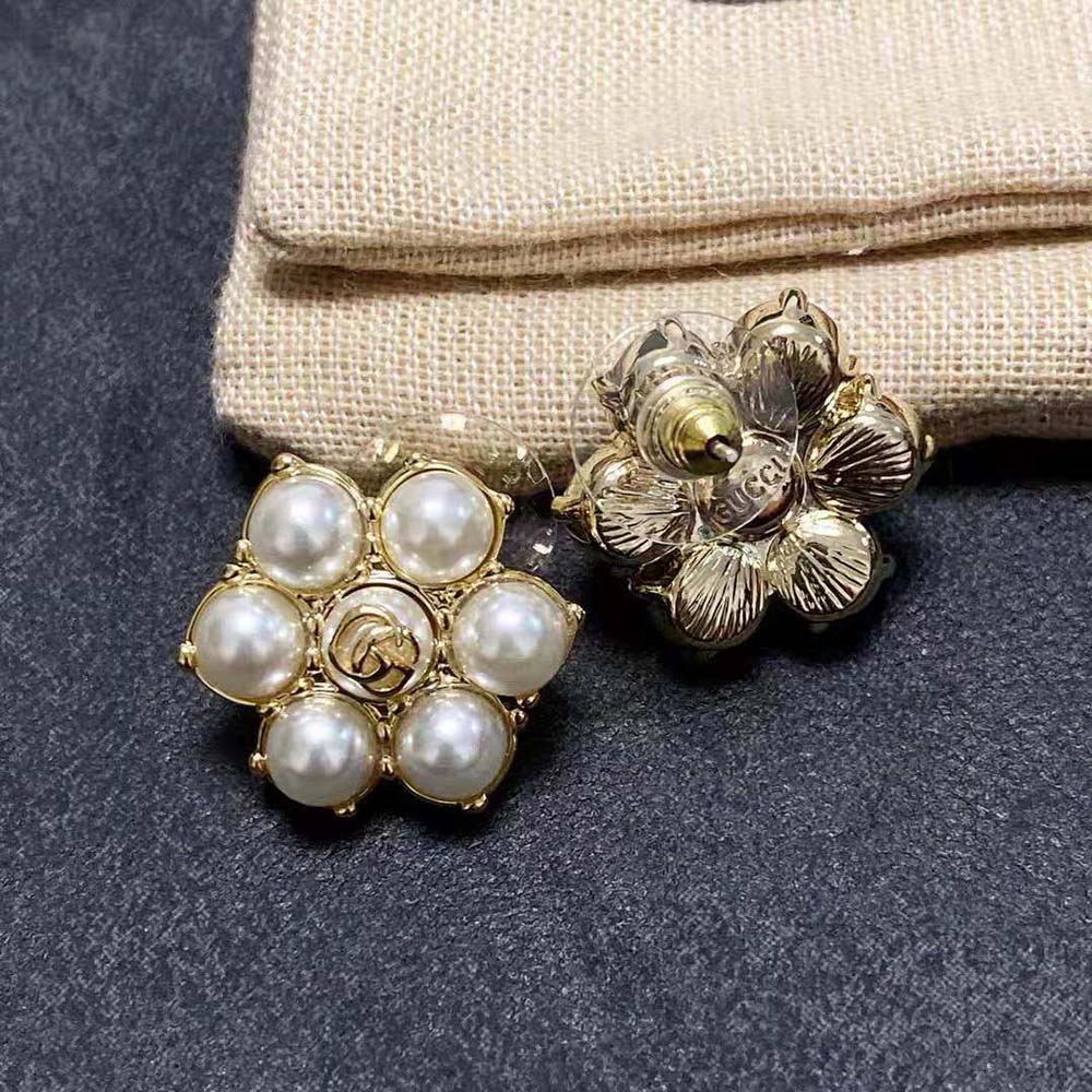 Gucci Women Pearl Double G Earrings