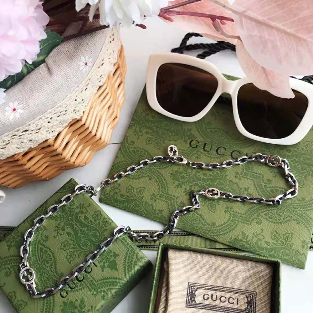 Gucci Women Silver Necklace with Interlocking G