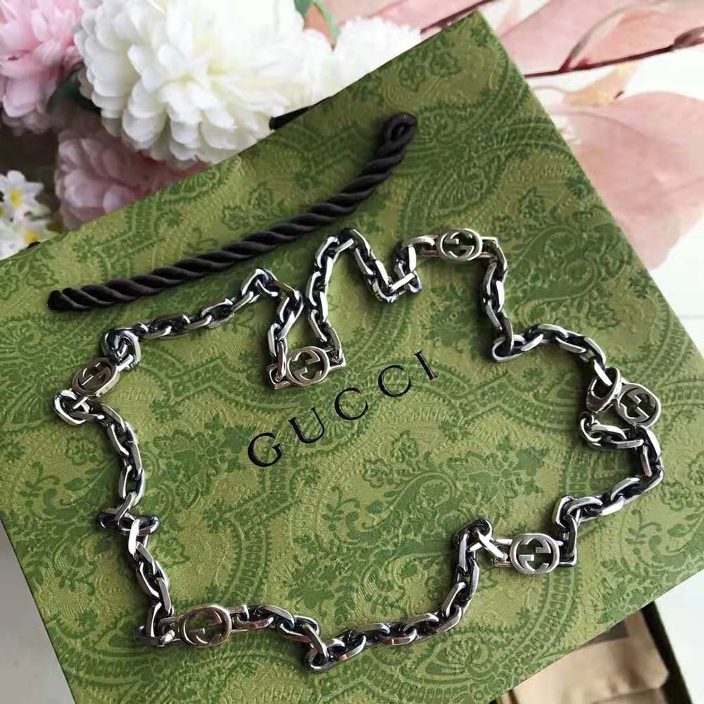 Gucci Women Silver Necklace with Interlocking G