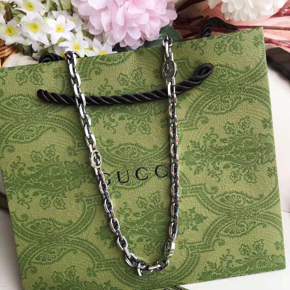 Gucci Women Silver Necklace with Interlocking G