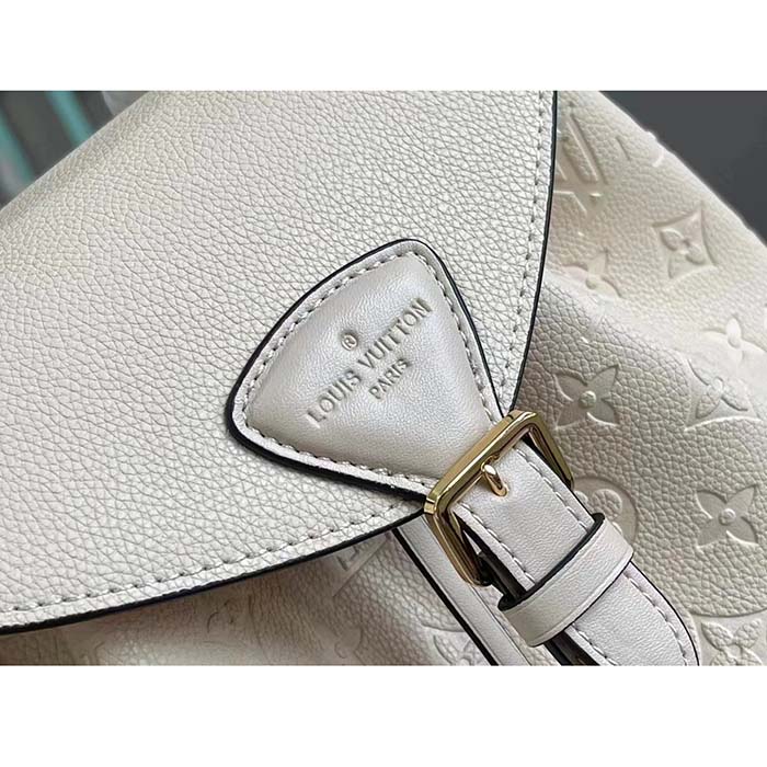 Louis Vuitton LV Unisex Montsouris Backpack Monogram Empreinte Embossed White Leather