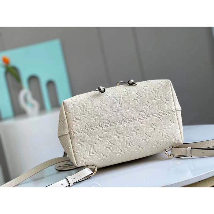 Louis Vuitton LV Unisex Montsouris Backpack Monogram Empreinte Embossed White Leather