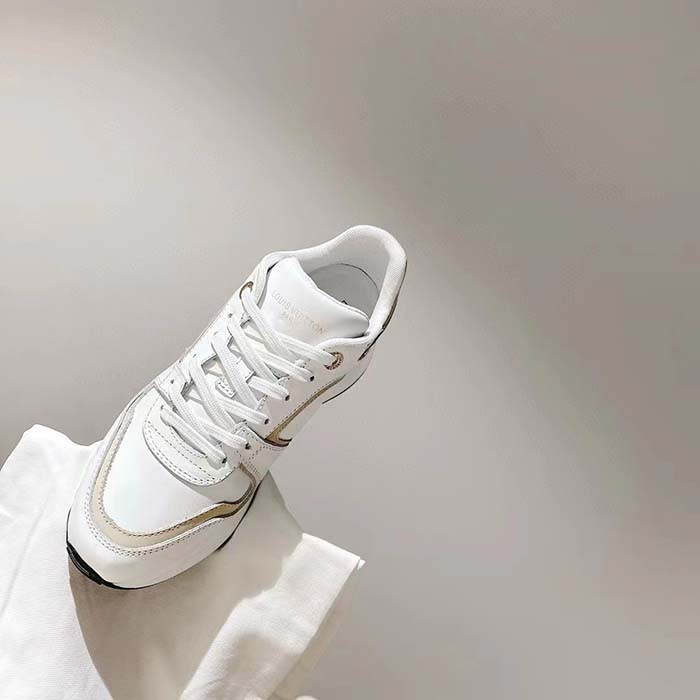 Louis Vuitton LV Unisex Neo Run Away Sneaker White Beige Calf Leather Rubber Outsole