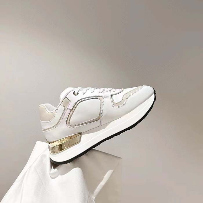 Louis Vuitton LV Unisex Neo Run Away Sneaker White Beige Calf Leather Rubber Outsole