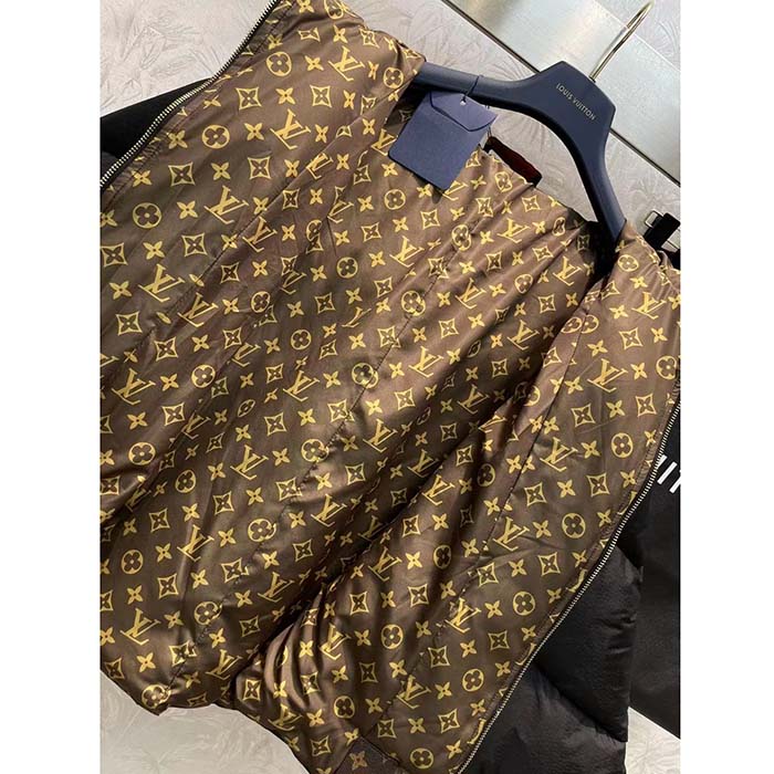 Louis Vuitton LV Men Monogram Accent Pillow Puffer Cape Black Regular Fit