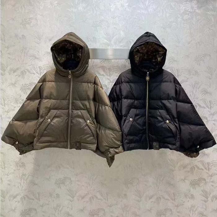 Louis Vuitton LV Men Monogram Accent Pillow Puffer Cape Black Regular Fit