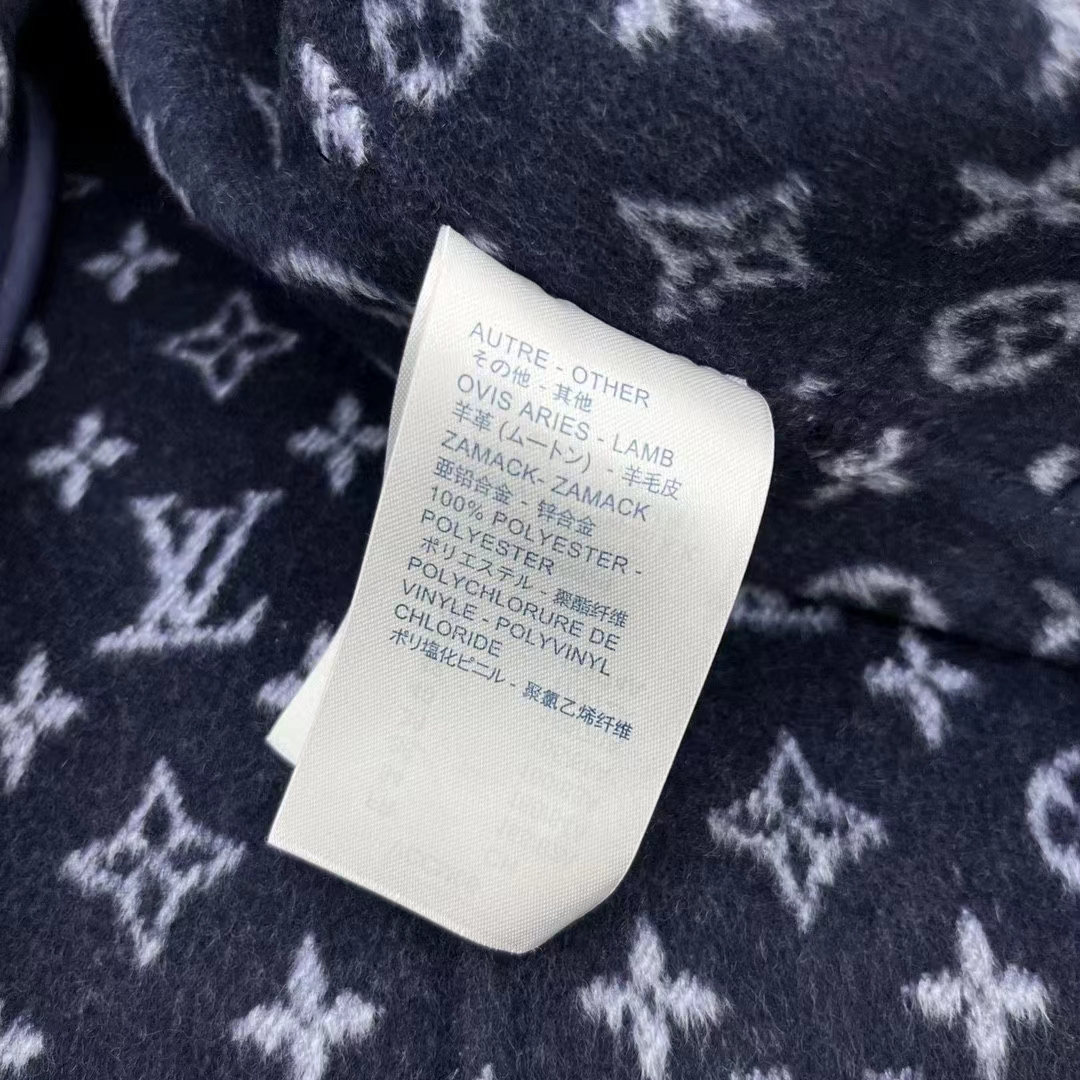 Louis Vuitton LV Women Signature Double Face Short Wrap Coat Wool Silk Blue Regular Fit