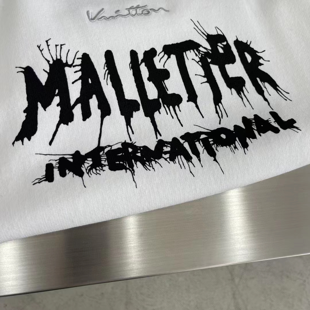 Louis Vuitton Men LV Cotton Sweatshirt Regular Fit Malletier International Brushed Jersey Milky White