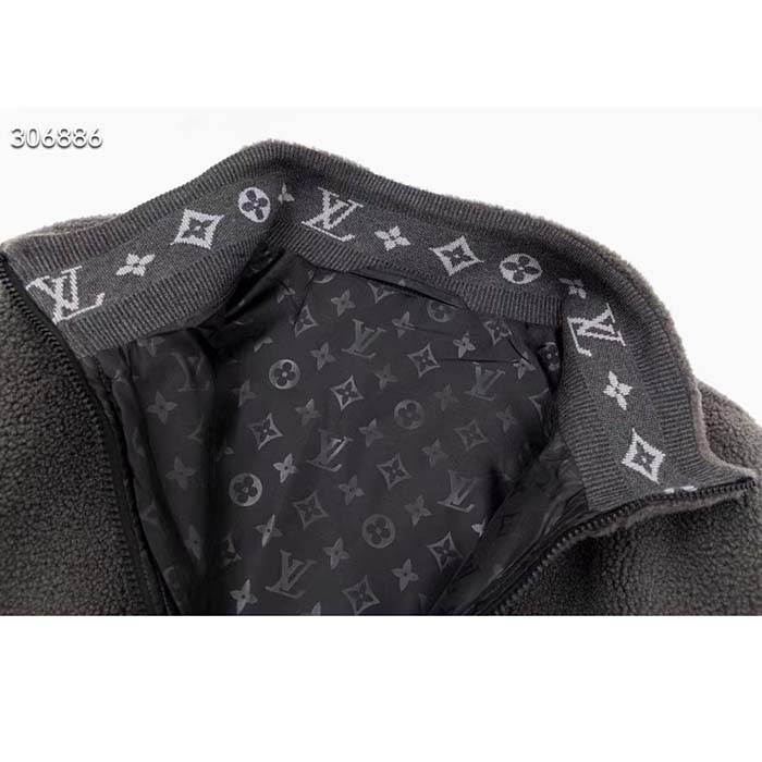 Louis Vuitton Women LV Fleece Blouson Regular Fit Front Zipped Closure Volcanic Ash