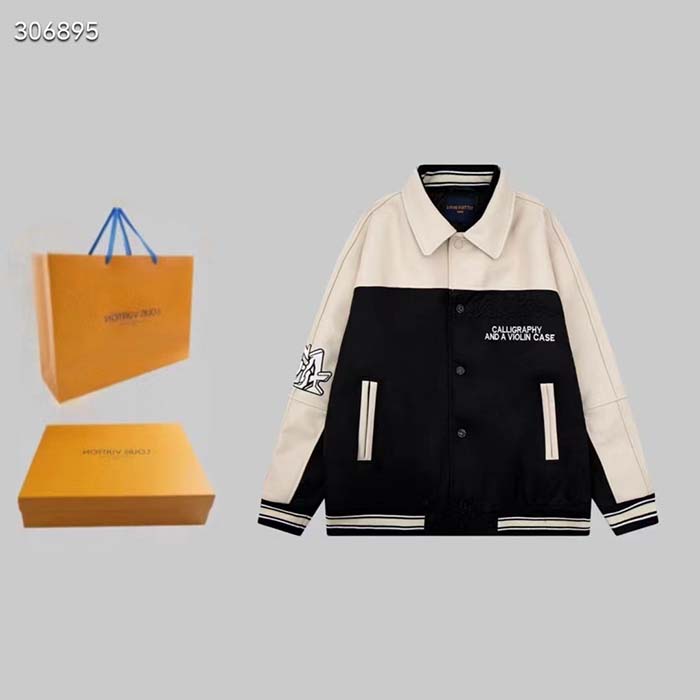 Louis Vuitton Men LV Leather And Nylon Blouson Regular Fit Embossed Vuitton Signature Calf