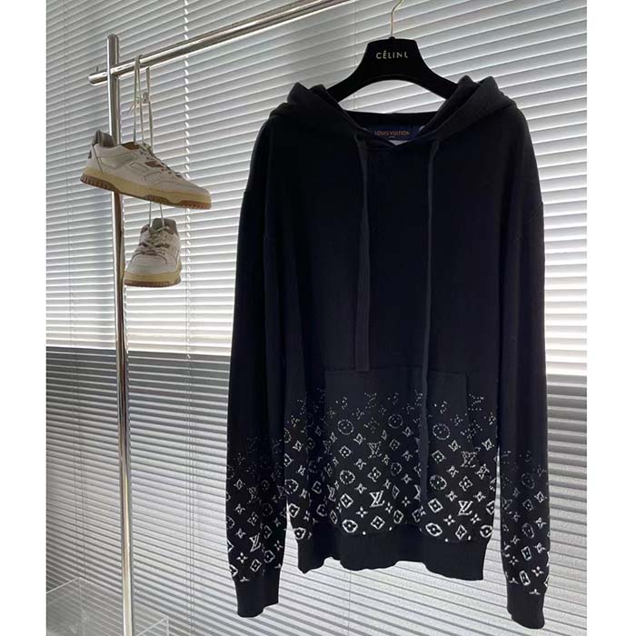 Louis Vuitton Men LV Monogram Gradient Hoodie Cotton Black White