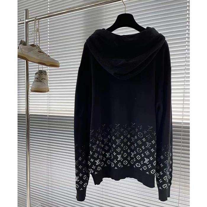 Louis Vuitton Men LV Monogram Gradient Hoodie Cotton Black White