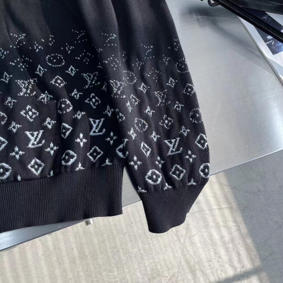 Louis Vuitton Men LV Monogram Gradient Hoodie Cotton Black White
