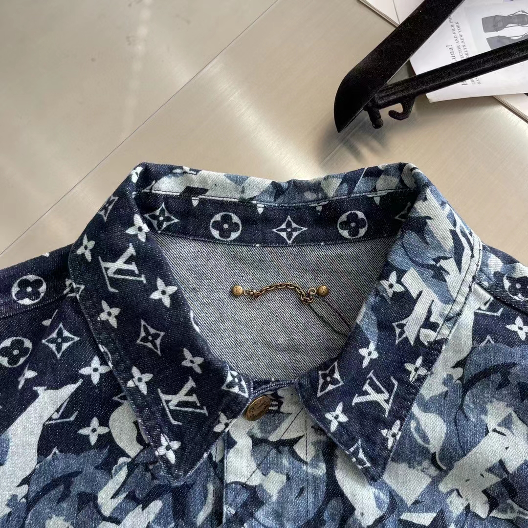 Louis Vuitton Women LV Monogram Printed Denim Jacket Regular Fit Printed Monogram Flower