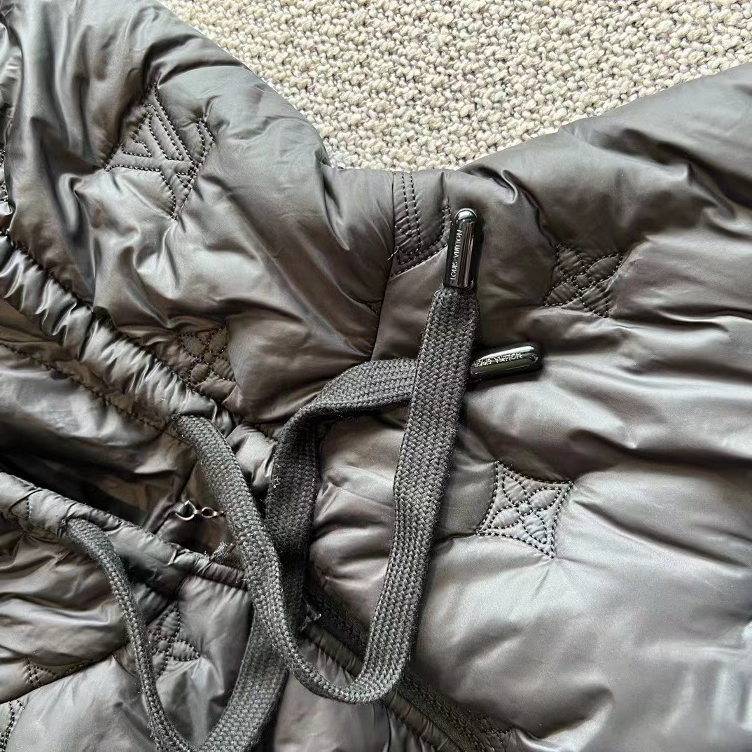 Louis Vuitton Men LV Monogram Quilted Hooded Blouson Regular Fit Allover Monogram Draw Cords Padded