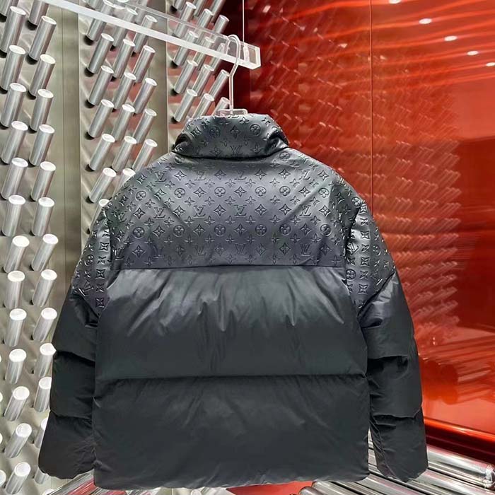 Louis Vuitton Men LV Oversized Puffer Jacket Black Monogram Hood Water-Resistant Lamb Leather