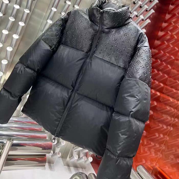 Louis Vuitton Women LV Oversized Puffer Jacket Black Monogram Hood Water-Resistant Lamb Leather