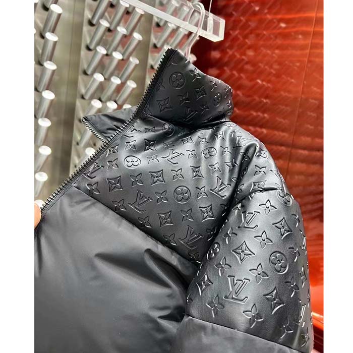 Louis Vuitton Men LV Oversized Puffer Jacket Black Monogram Hood Water-Resistant Lamb Leather
